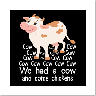 Cow Farm Cute Farmer chickens funny cow Posters and Art